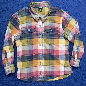 Patagonia Women Fjord Flannel Shirt Shacket XS Organic Cotton Plaid Earth Colors